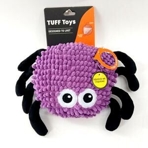 TUFF Toys Purple Black Spider Dog Toy Squeaker Plush Durable Chew Fetch
